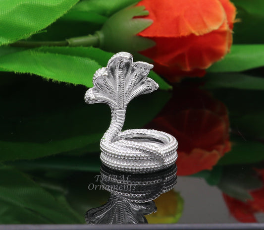 925 sterling silver solid divine panchmukhi Sheshnag, wonderful shiva snake amazing puja articles or utensils for home or temple art566 - TRIBAL ORNAMENTS