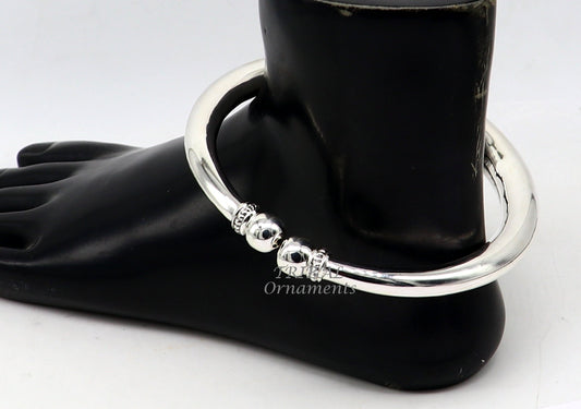 925 sterling silver handmade plain shiny design gorgeous customized foot bracelet ankle kada excellent belly dance jewelry for unisex nsfk65 - TRIBAL ORNAMENTS