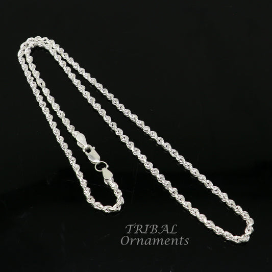 19" TO 21" Rope chain 925 sterling silver handmade single rope chain chain, necklace chain, plain bright silver chain trendy style ch506 - TRIBAL ORNAMENTS