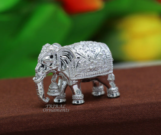 Divine 925 sterling silver handmade solid elephant for home temple for wealth and prosperity silver article from india art584 - TRIBAL ORNAMENTS