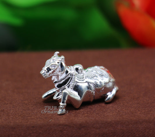 Lord Shiva Vahan Nandi Maharaj solid 925 sterling silver handmade small statue for puja, best gift for lord Shiva, divine statue art586 - TRIBAL ORNAMENTS