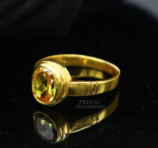 22karat yellow gold handmade real genuine yellow citrine stone ring, gorgeous unisex personalized ring, Astro ring astrological ring ring41 - TRIBAL ORNAMENTS