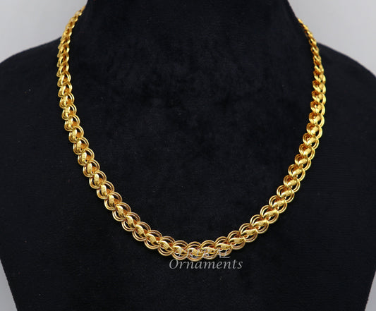 22kt yellow gold customized stylish stunning lotus chain, all sizes gifting necklace, new fancy stylish bracelet men's jewelry CH574 - TRIBAL ORNAMENTS