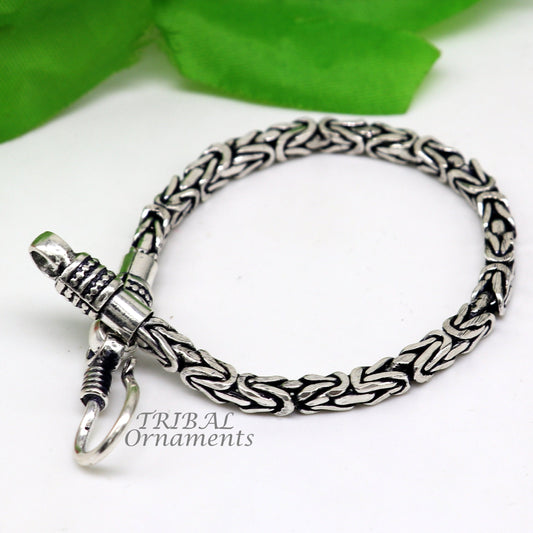 4mm 8"/9" Unique byzantine vintage design 925 Sterling silver handmade chain bracelet flexible bracelet unisex jewelry from india  sbr428 - TRIBAL ORNAMENTS