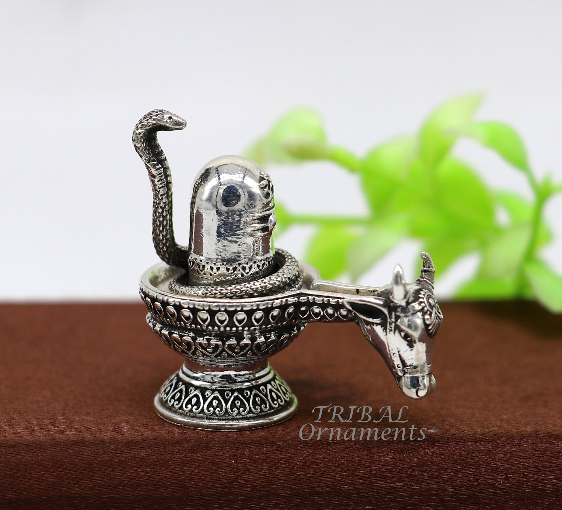 925 sterling silver lord Shiva lingam Jalheri, Divine Shiva lingam at home temple puja worshipping article from India su994 - TRIBAL ORNAMENTS