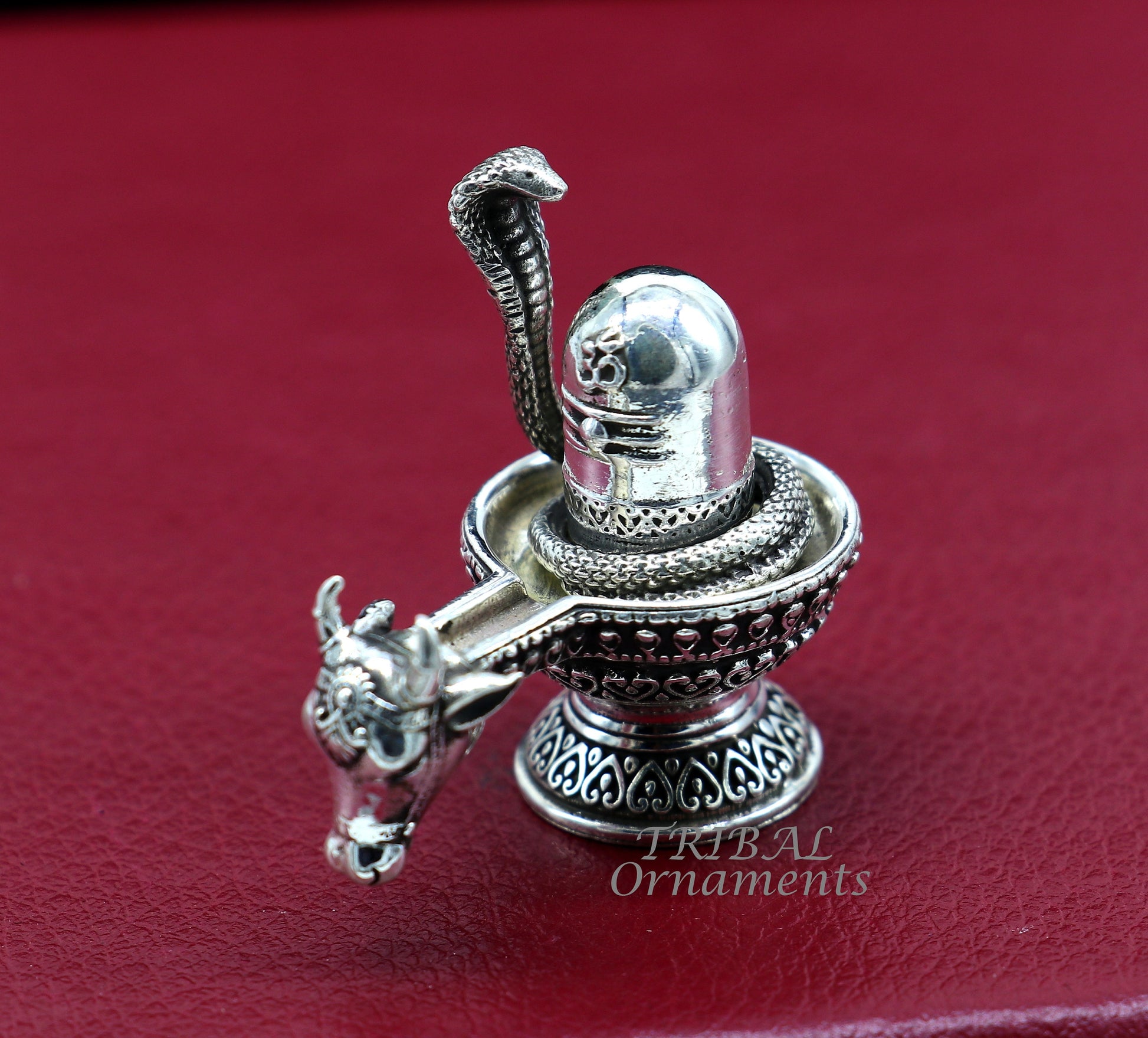 925 sterling silver lord Shiva lingam Jalheri, Divine Shiva lingam at home temple puja worshipping article from India su994 - TRIBAL ORNAMENTS