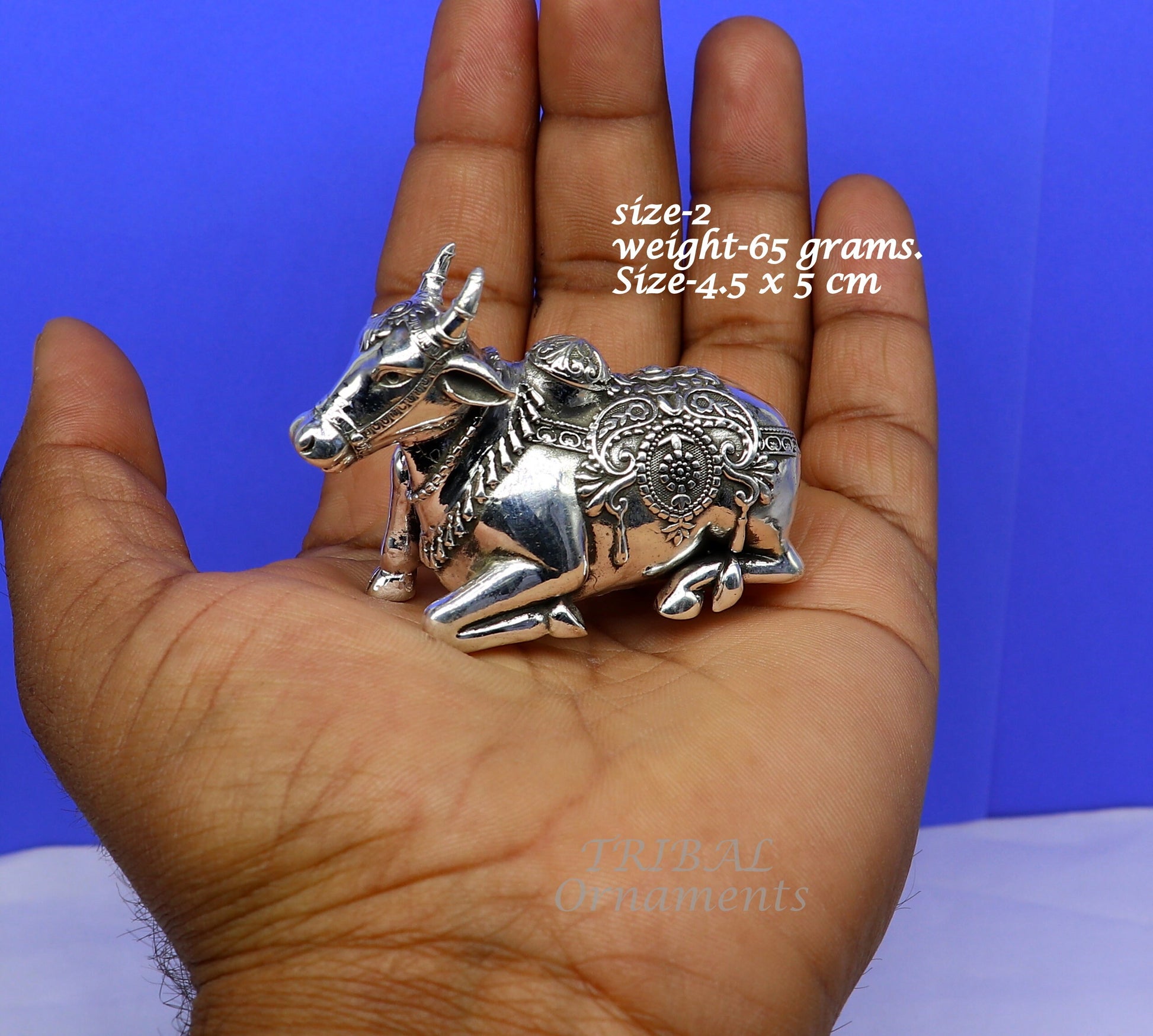 925 Sterling silver Lord Shiva Vahan Nandi Maharaj handmade small article for puja, best gift for lord Shiva, divine Nandi statue su995 - TRIBAL ORNAMENTS