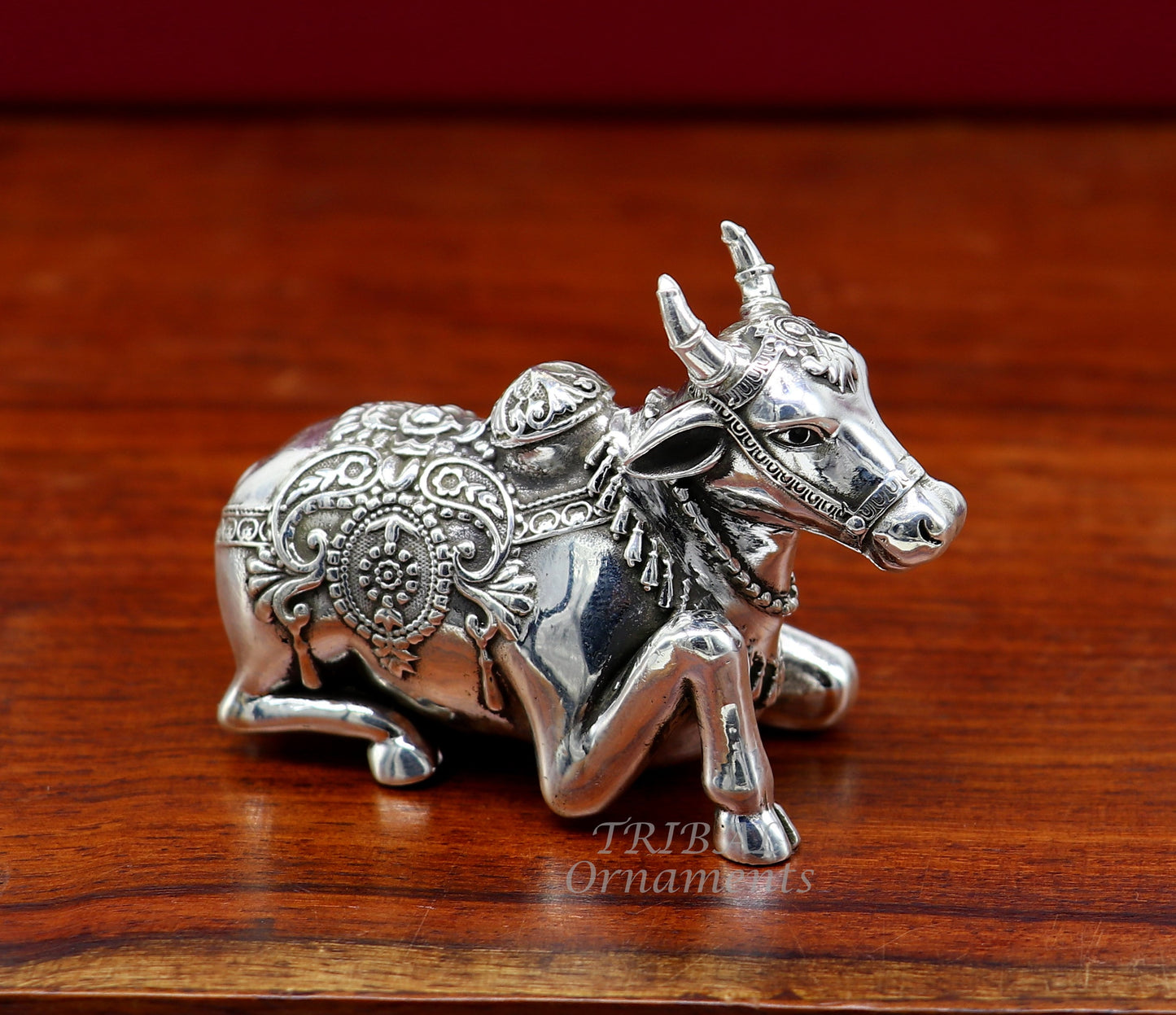 925 Sterling silver Lord Shiva Vahan Nandi Maharaj handmade small article for puja, best gift for lord Shiva, divine Nandi statue su995 - TRIBAL ORNAMENTS