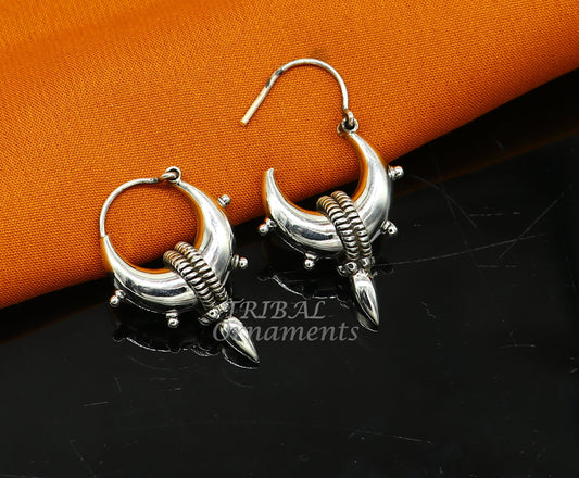 925 sterling silver handmade unique traditional cultural ethnic hoops earring bali for men's or girl's best dancing jewelry s1123 - TRIBAL ORNAMENTS