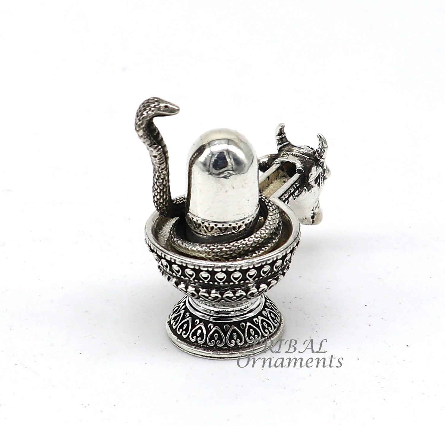 925 sterling silver lord Shiva lingam Jalheri, Divine Shiva lingam at home temple puja worshipping article from India su994 - TRIBAL ORNAMENTS