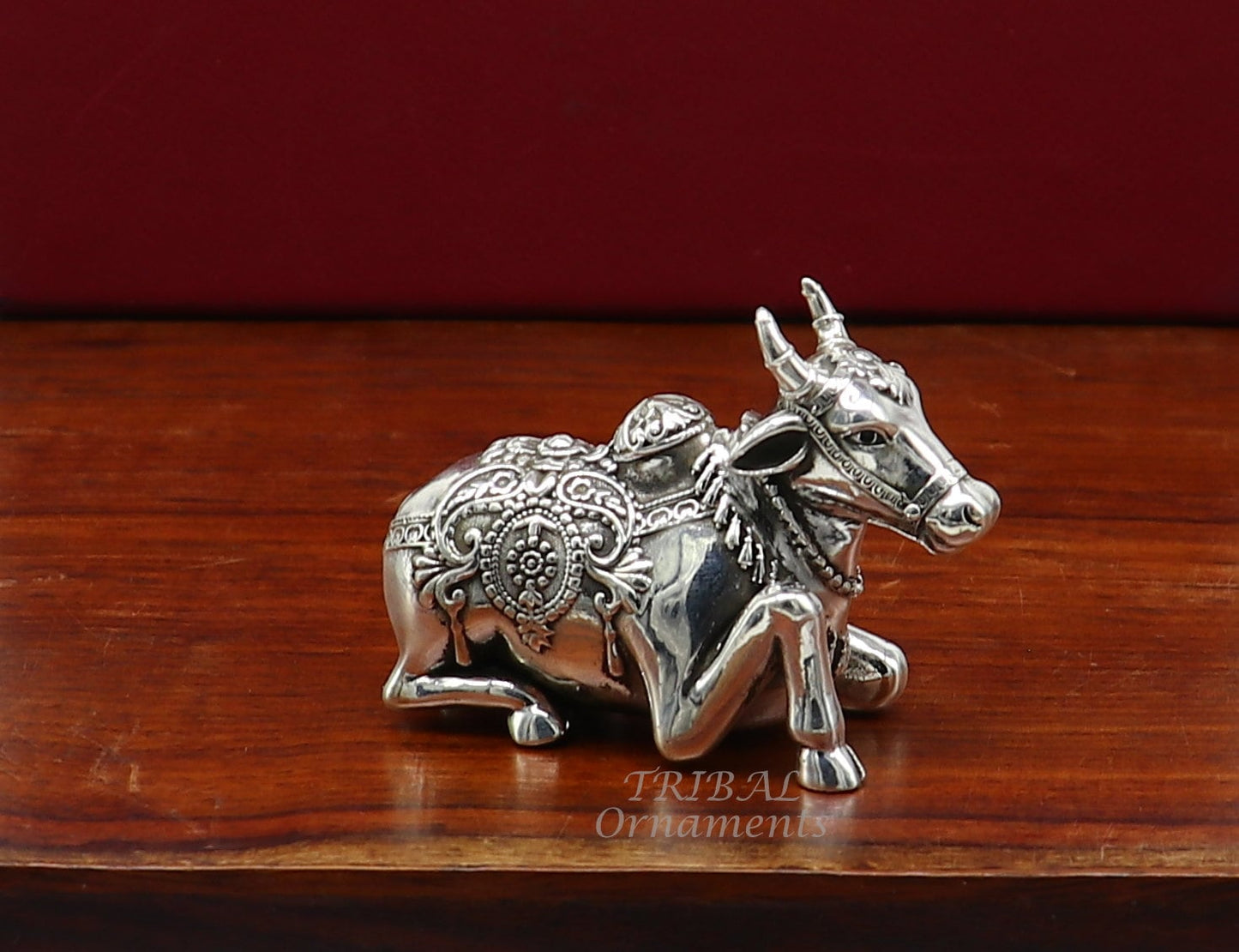 925 Sterling silver Lord Shiva Vahan Nandi Maharaj handmade small article for puja, best gift for lord Shiva, divine Nandi statue su995 - TRIBAL ORNAMENTS