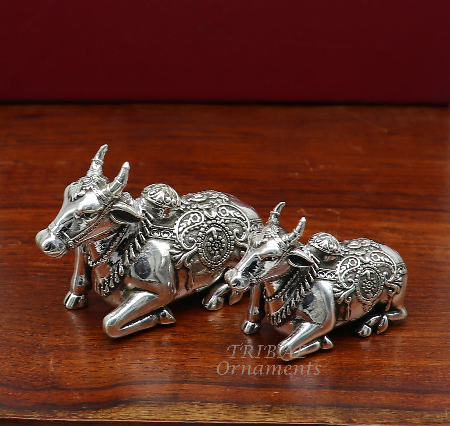 925 Sterling silver Lord Shiva Vahan Nandi Maharaj handmade small article for puja, best gift for lord Shiva, divine Nandi statue su995 - TRIBAL ORNAMENTS