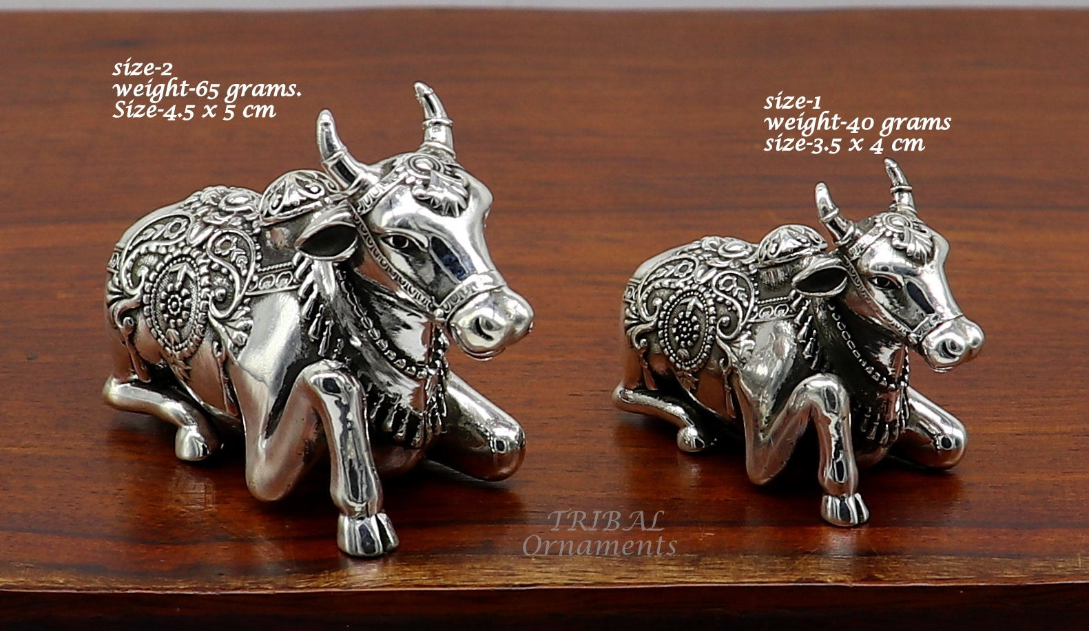 925 Sterling silver Lord Shiva Vahan Nandi Maharaj handmade small article for puja, best gift for lord Shiva, divine Nandi statue su995 - TRIBAL ORNAMENTS