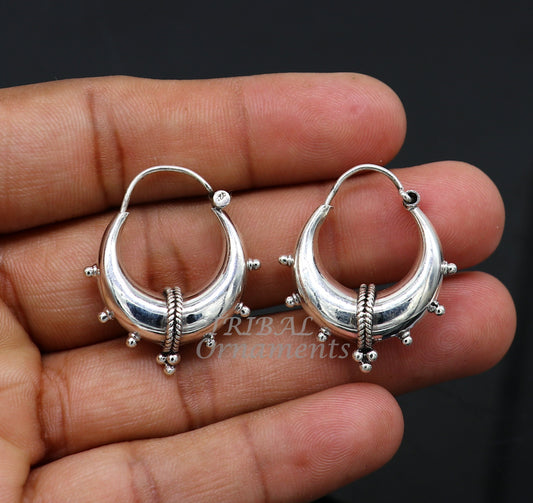 Vintage style 925 sterling silver handmade unique traditional cultural ethnic hoops earring bali for men's/girl's best dancing jewelry s1125 - TRIBAL ORNAMENTS