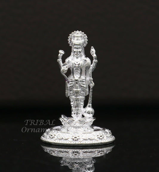 1.2" Standing lord Narayana or lord Vishnu 925 sterling silver statue figurine, Vishnu Murti , amazing  puja worshipping figurine art596 - TRIBAL ORNAMENTS