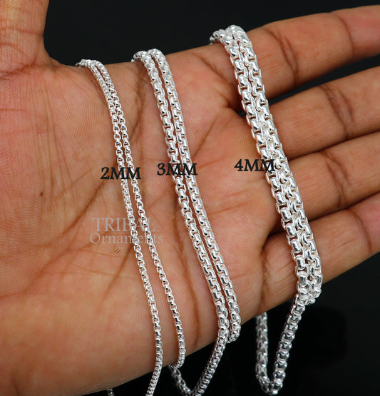 2/3/4mm 925 sterling silver handmade amazing delicate solid Rolo high quality chains necklace, best gifting unisex necklace chain ch225 - TRIBAL ORNAMENTS