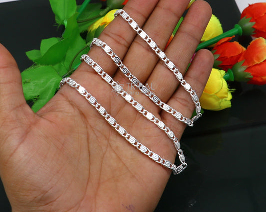 20" 3.5 MM 925 sterling silver handmade solid fancy stylish silver chain necklace nawabi chain best gifting jewelry from India ch226 - TRIBAL ORNAMENTS