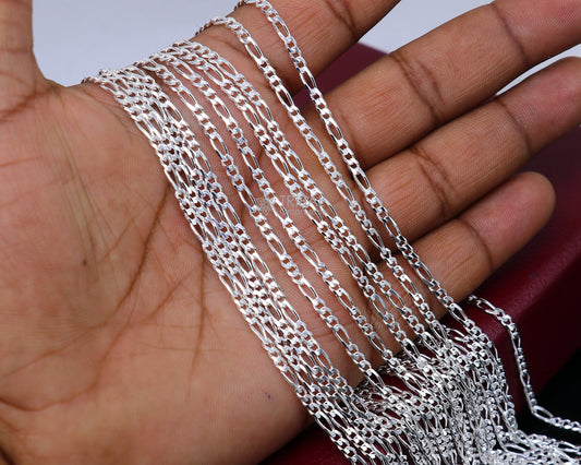 20" or 24" 925 sterling silver 2.5mm solid figaro chains for all outfit delicate unisex jewlery ch235 - TRIBAL ORNAMENTS