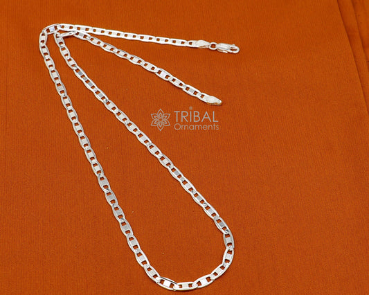 20" 4MM 925 sterling silver handmade solid fancy stylish silver chain necklace Nawabi chain best gifting jewelry from India ch242 - TRIBAL ORNAMENTS