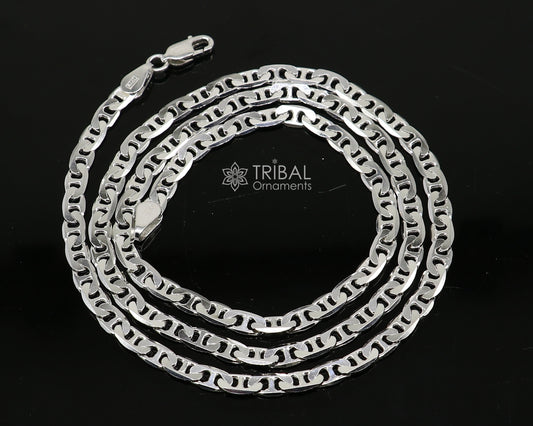 24" 4MM 925 sterling silver handmade solid fancy stylish silver chain necklace Nawabi chain best gifting jewelry from India ch243 - TRIBAL ORNAMENTS