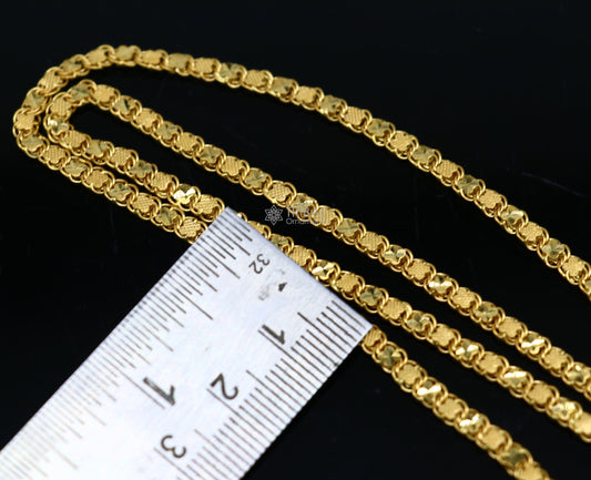 3mm solid 22kt yellow gold royal handmade chain fabulous design delicate unisex gifting chain necklace best trendy design jewelry gch575 - TRIBAL ORNAMENTS