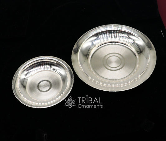 925 silver handmade silver small plate or Tilak bowl , best small tiny plate for saffron sandal or kumkum tilak dani, silver thali su1052 - TRIBAL ORNAMENTS