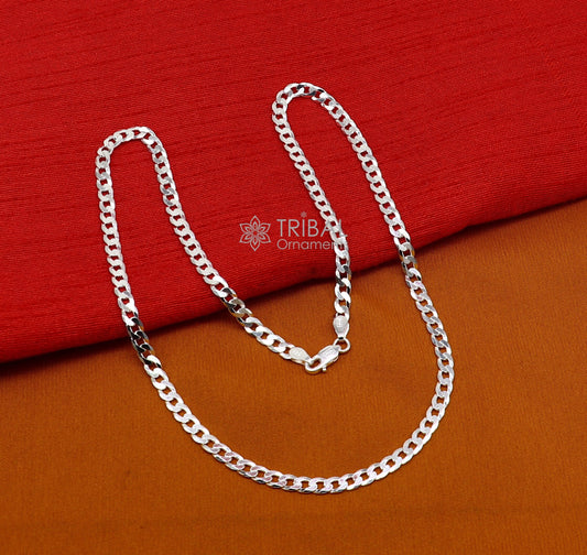 4mm 20" solid 925 sterling silver handmade modern trendy design wheat chain necklace giving it a distinctive and stylish look ch249 - TRIBAL ORNAMENTS