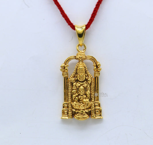 925 sterling silver vintage stylish idol Tirupati Balaji and Laxmi Pendant Narayanan gold polished pendant gifting jewelry nsp616 - TRIBAL ORNAMENTS