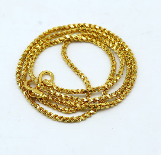 Solid 22k yellow gold handmade fabulous Rope chain necklace excellent gold unisex chain certified best gifting jewelry men's girls gch578 - TRIBAL ORNAMENTS