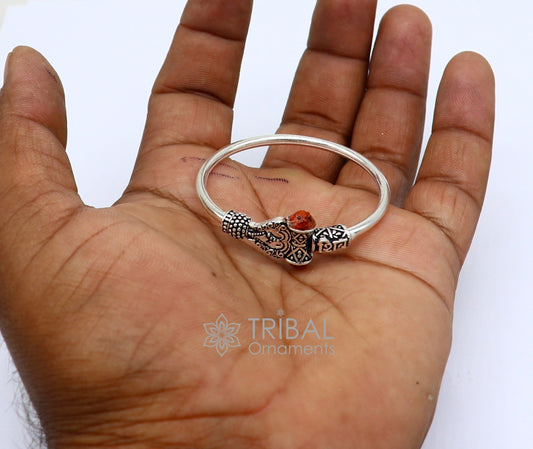 925 sterling silver Handmade gorgeous Lord shiva trident baby bangle bracelet kada, amazing Shiv kada unisex bracelet tribal jewelry nsk682 - TRIBAL ORNAMENTS