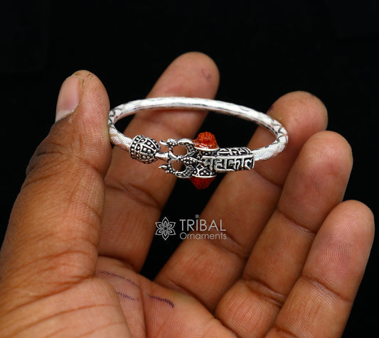 925 sterling silver Handmade gorgeous Lord shiva trident baby bangle bracelet kada, amazing Shiv kada unisex bracelet tribal jewelry nsk683 - TRIBAL ORNAMENTS