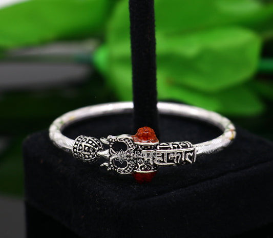 925 sterling silver Handmade gorgeous Lord shiva trident baby bangle bracelet kada, amazing Shiv kada unisex bracelet tribal jewelry nsk684 - TRIBAL ORNAMENTS