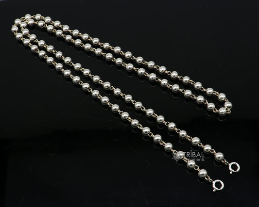 925 sterling silver beaded chain with locking system for necklace of any pendant, best beaded necklace string for all type of pendant ch513 - TRIBAL ORNAMENTS