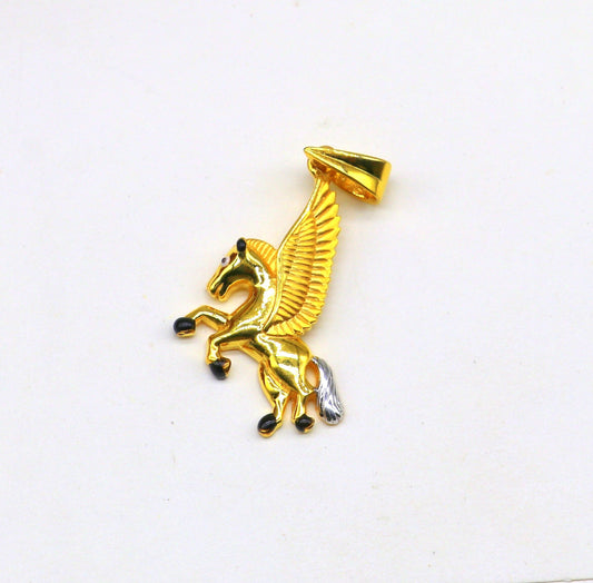 22Kt yellow gold handmade divine Pegasus unicorn pendant stunning adornment that adds a touch of enchantment and allure to any outfit gp30 - TRIBAL ORNAMENTS