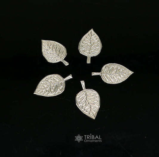 2.5cm 925 sterling silver handmade small betel leaf Paan leaf for worshipping offered to Lord Vishnu, Goddesses Laxmi and Lord Ganesh su1103 - TRIBAL ORNAMENTS