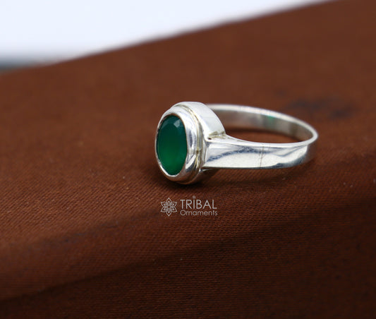 925 sterling silver handmade green onyx stone unisex ring fabulous cultural zodiac ring from Rajasthan india sr369 - TRIBAL ORNAMENTS