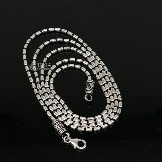 All size 925 sterling silver handmade customized fancy stylish silver beaded chain necklace baht chain best gifting jewelry from India ch562 - TRIBAL ORNAMENTS