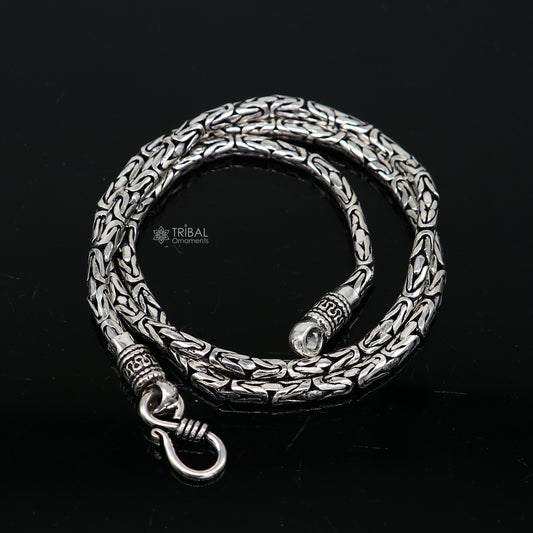 4mm 925 sterling silver handmade solid vintage byzantine design chain heavy  necklace, amazing luxury royal gifting designer jewelry ch563 - TRIBAL ORNAMENTS