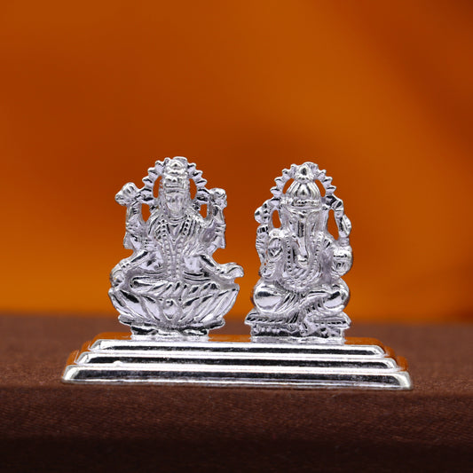 1" 925 Sterling silver handmade gorgeous Hindu idols Lakshmi and Ganesha statue, puja article figurine, home décor Diwali puja gift art662 - TRIBAL ORNAMENTS