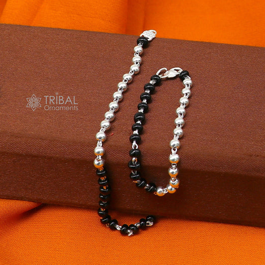 925 sterling silver customized black beads krishna necklace or baby Nazariya bracelet or anklets protect from evil eyes baby bracelet bbr504 - TRIBAL ORNAMENTS