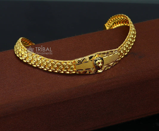 22kt yellow gold handmade unique chain lion bracelet unisex 91.6% gold purity stylish fancy bracelet jewelry best men's gifting gbr78 - TRIBAL ORNAMENTS