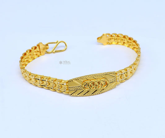 22kt yellow gold handmade unique chain AUDI bracelet unisex 91.6% gold purity stylish fancy bracelet jewelry best men's gifting gbr79 - TRIBAL ORNAMENTS