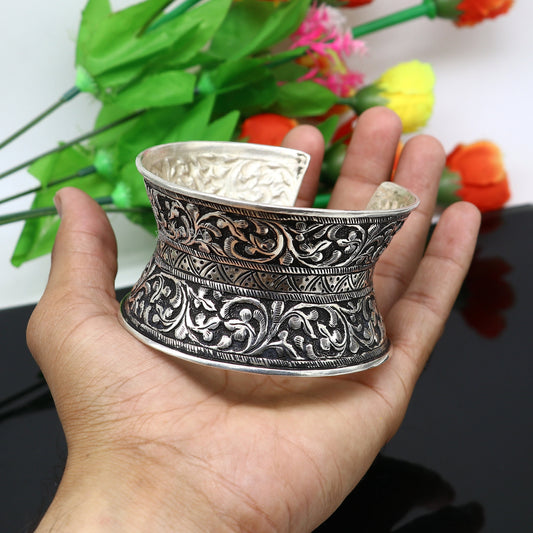 925 sterling silver adjustable tribal cuff bracelet, excellent wedding cuff bangle bracelet Tribal ethnic boho Navratri jewelry cuff190 - TRIBAL ORNAMENTS