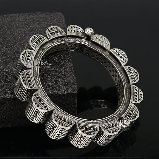 Vintage trendy style 925 sterling silver handmade unique tribal cultural bangle bracelet kada wedding tribal Navaratri dance jewelry nsk751 - TRIBAL ORNAMENTS