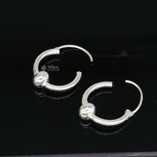 Plain Cultural new fancy stylish small  925 sterling silver handmade hoops earrings bali ,pretty gifting bali tribal jewelry india s1219 - TRIBAL ORNAMENTS