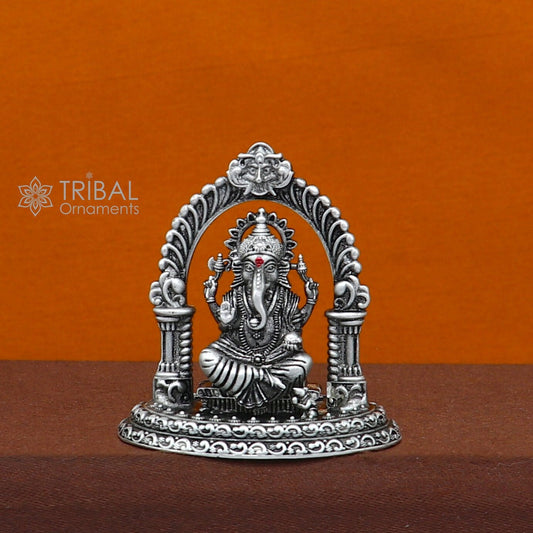 1.5" 925 Sterling silver handmade God Ganesha statue puja article figurine, Diwali puja Divine silver article of prosperity& wealth art711 - TRIBAL ORNAMENTS