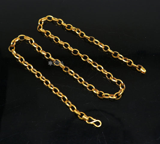 22kt yellow gold handmade fabulous cable rolo chain unisex necklace jewelry best gifting chain from india best gifting jewelry gch589 - TRIBAL ORNAMENTS