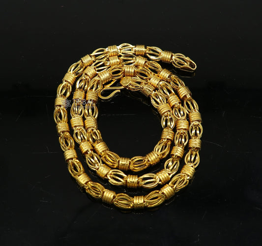 22kt yellow gold royal Handmade unique byzantine chain, fabulous customized men's chain, men's functional gifting chain necklace gch591 - TRIBAL ORNAMENTS