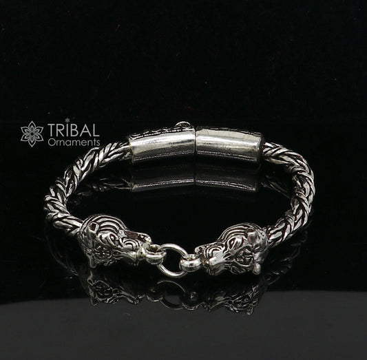 925 sterling silver Unique handmade chain solid bracelet with gorgeous lion face design antique stylish modern gifting jewelry sbr702 - TRIBAL ORNAMENTS