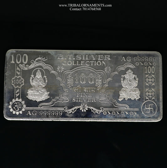 pure  92.5 Purity | Silver Note | Silver bar of 5g, 10g, 20g, 100g | Silver Bar Pure for diwali. - TRIBAL ORNAMENTS